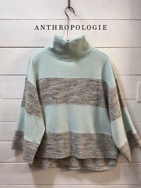 DAILY PRACTICE Mint & Gray Colorblock Turtleneck Sweater Size S
